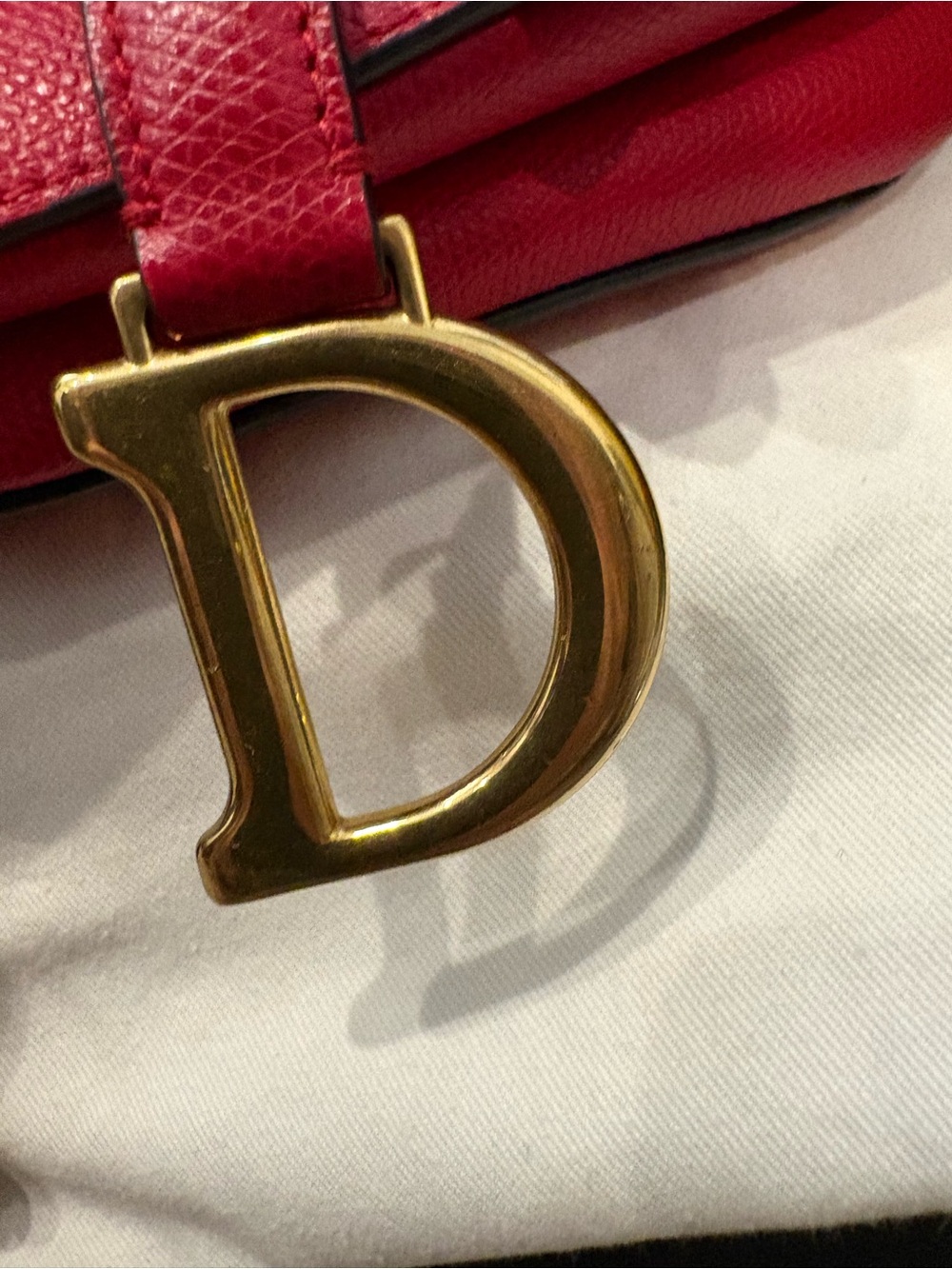 Dior Red Mini Saddle Bag with Aztec Embroidered Guitar Strap - EUC w CoA! - Picture 7 of 16